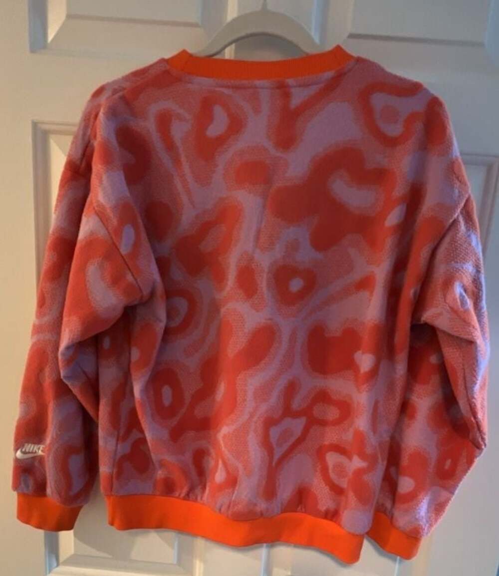 Nike Big Kids Sportswear Oversized Fleece Crew-Neck Sweatshirt in Pink and Orang - Picture 4 of 9